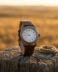 Flieger Tramontane ORVEN — montre automatique titane 36 mm, cadran type B, bracelet cuir beige